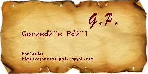 Gorzsás Pál névjegykártya